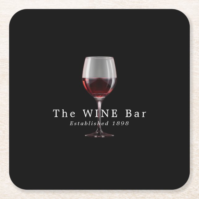 Glas vin, vinbar/vinodling underlägg papper kvadrat (Framsidan)