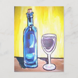 glas vin vykort