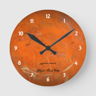 Glasad terra - cotta rund klocka