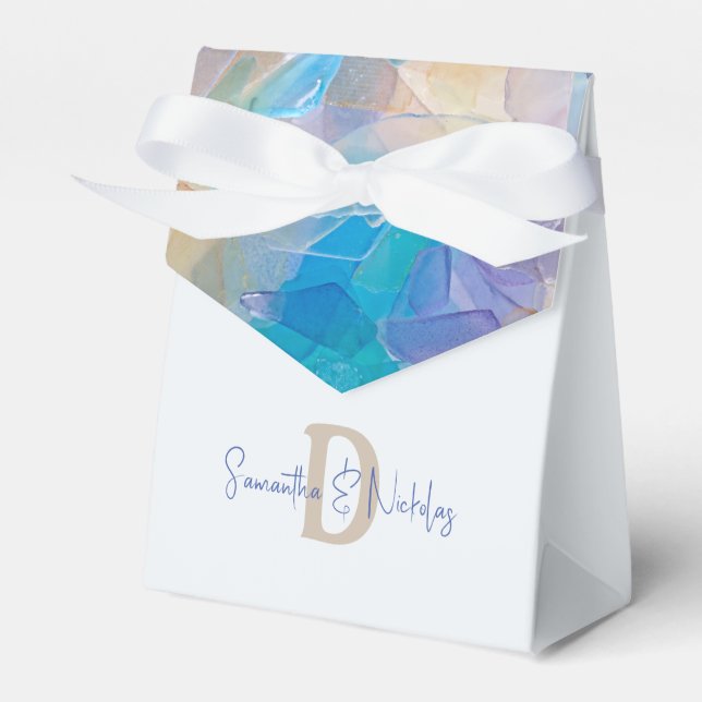 Glasbågslasbröllop vid havsområdet Kärlek Presentaskar (Framsidan Sidan)