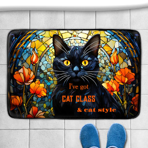 Glasbehållare med fastnat art nouveau badrumsmatta
