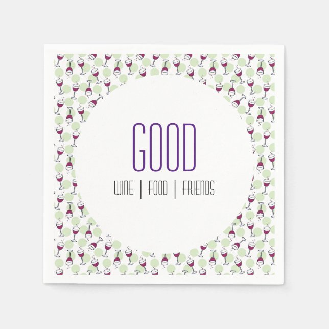 Glasbelysning av grått Vin Mönster Pappersservett (Framsidan)