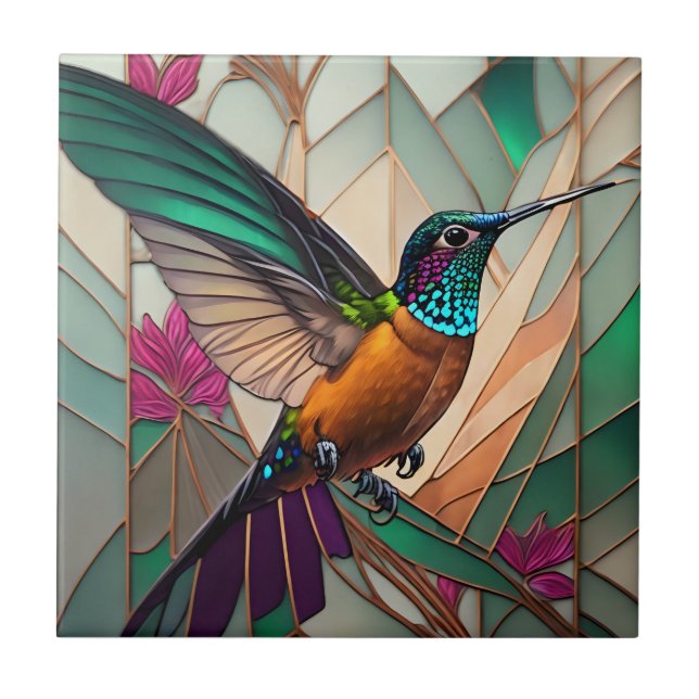 Glasbild bestående av en Hummingbird Kakelplatta (Framsidan)
