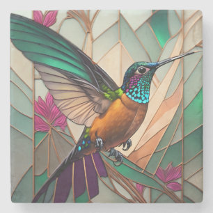 Glasbild bestående av en Hummingbird Stenunderlägg
