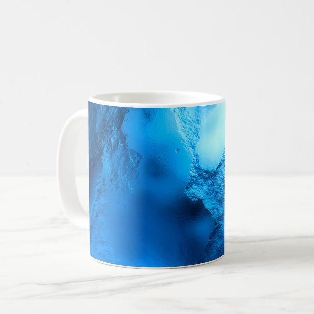 Glasblå avdrift kaffemugg (Framsida vänster)