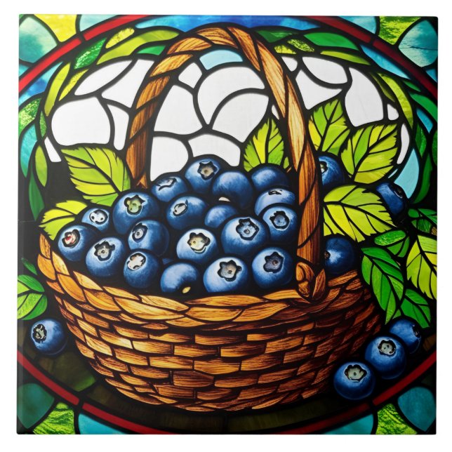 Glasblåbär Basket Kakelplatta (Framsidan)