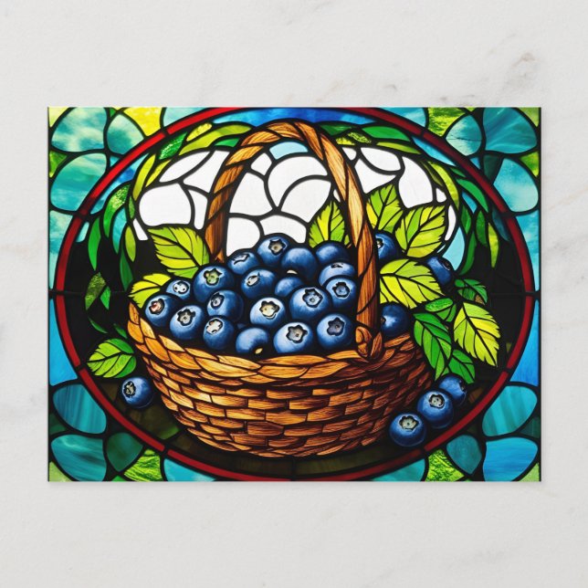 Glasblåbär Basket Vykort (Framsida)