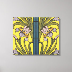 Glasblått Guld i Iris Flower Art nouveau Canvastryck