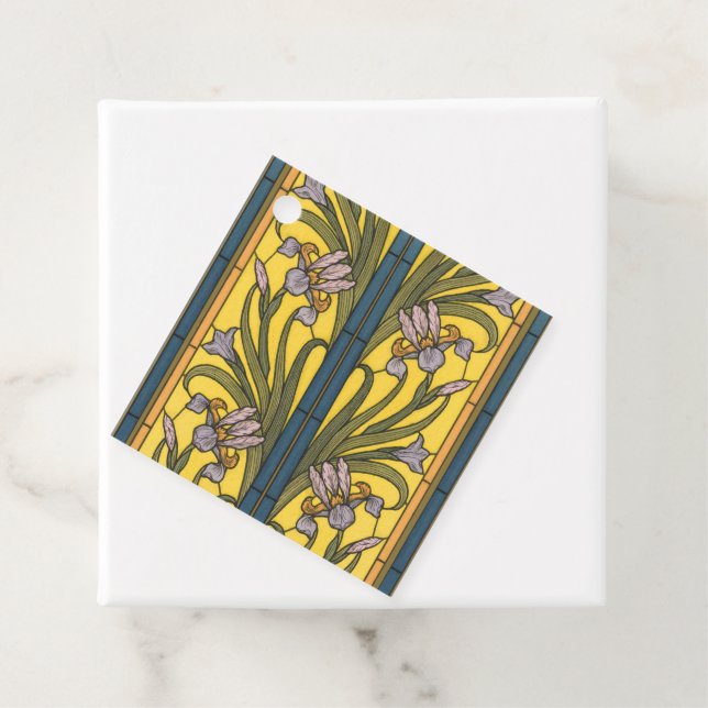 Glasblått Guld i Iris Flower Art nouveau Gåvor Etiketter (På plats)