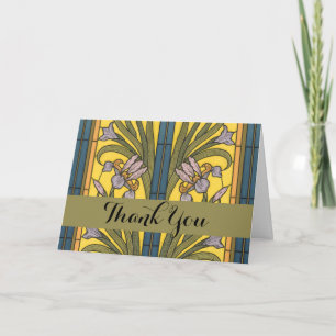 Glasblått Guld i Iris Flower Art nouveau Tack Kort