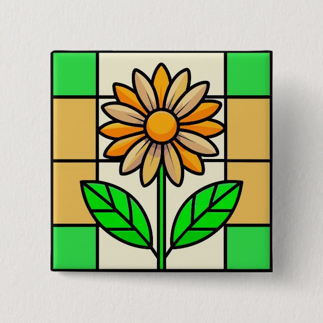 Glasblomma, fastsatt knapp (Framsida)