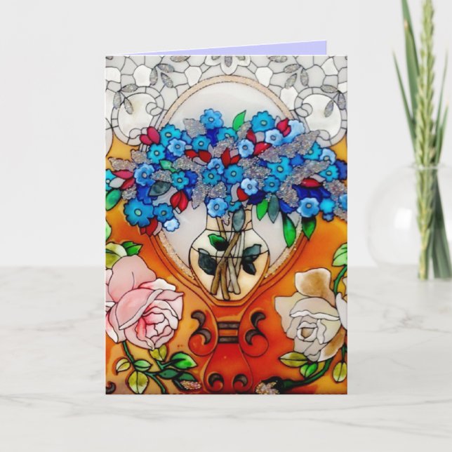 Glasblommor i lycklig Mors dag i Vas C Kort (Framsida)