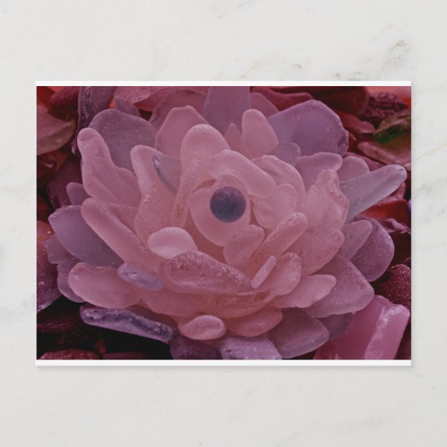 Glasblommor i rosa och Lila Vykort (Framsida)