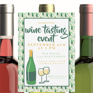 Glasblommor i vin Tasting Vin Flaska Inbjudningar