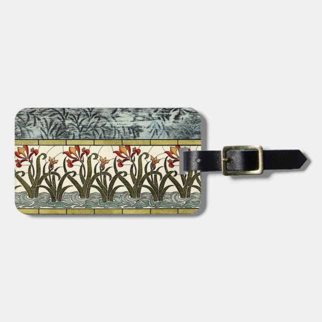 Glasblommor med fastsatt färg med Tan Gräns Bagagebricka (Horisontell Framsida)