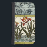 Glasblommor med fastsatt färg med Tan Gräns Plånboksfodral<br><div class="desc">Ett vackert glas av nedfläckad biet,  det har blommor som växer ut ur det stiliserade vatten vid grund och en abstrakt av löv överst. Ett underbart vackert köp som skulle ge en fantastisk!</div>