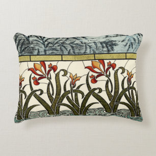 Glasblommor med fastsatt färg med Tan Gräns Prydnadskudde