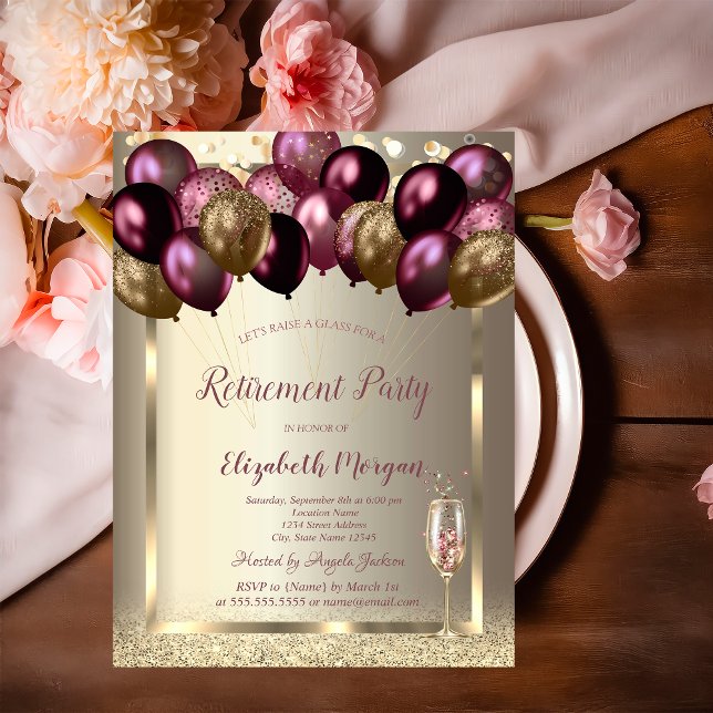 Glasbubblor av vin,Burgundychampagne Pension Inbjudningar (Skapare uppladdad)