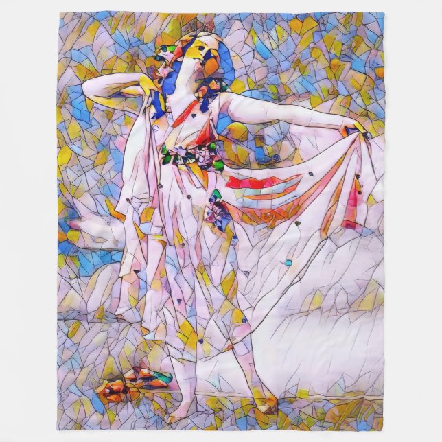 Glasdansare med fastsatt skiva i flödespress fleecefilt (Framsidan)