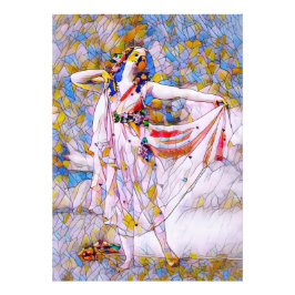 Glasdansare med fastsatt skiva i flödespress fototryck