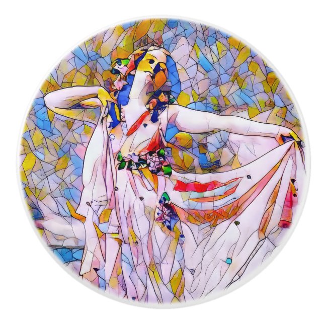 Glasdansare med fastsatt skiva i flödespress knopp (Framsidan)