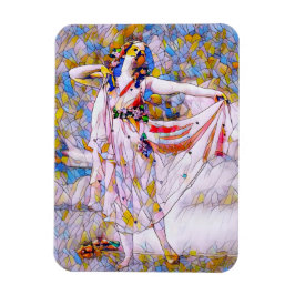 Glasdansare med fastsatt skiva i flödespress magnet