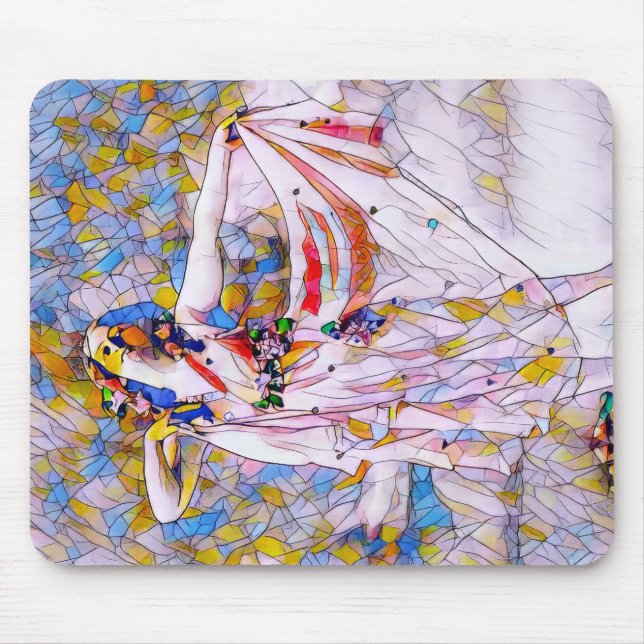 Glasdansare med fastsatt skiva i flödespress musmatta (Framsidan)