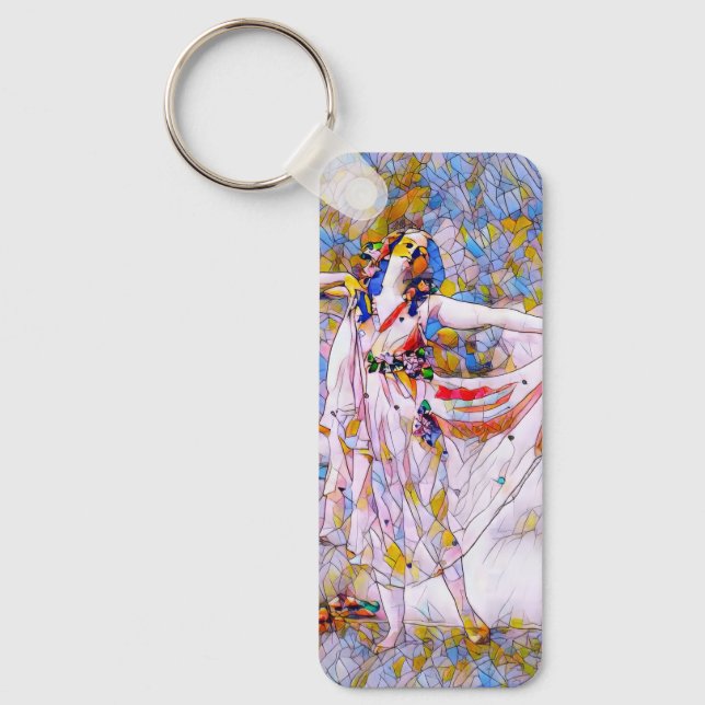 Glasdansare med fastsatt skiva i flödespress nyckelring (Framsida)