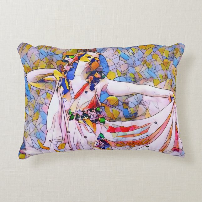 Glasdansare med fastsatt skiva i flödespress prydnadskudde (Framsidan)