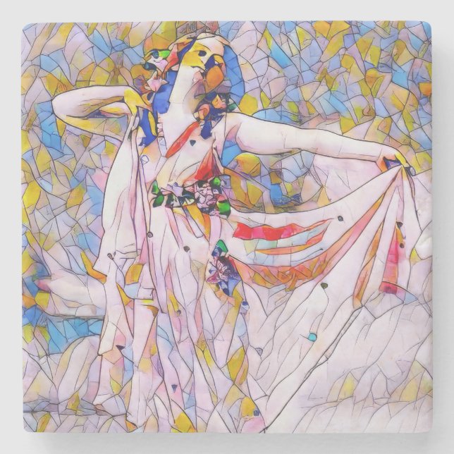 Glasdansare med fastsatt skiva i flödespress stenunderlägg (Framsidan)