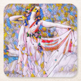 Glasdansare med fastsatt skiva i flödespress underlägg papper kvadrat