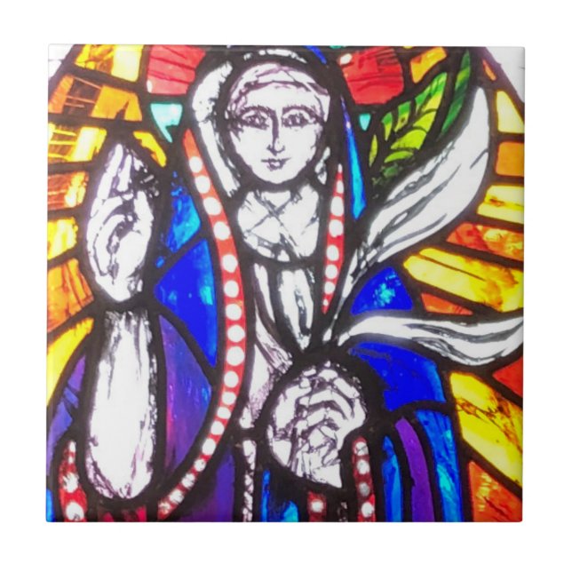 Glasdesign med Religiösa Figur. Kakelplatta (Framsidan)