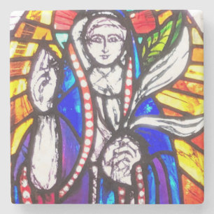 Glasdesign med Religiösa Figur. Stenunderlägg