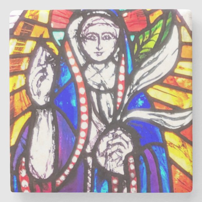 Glasdesign med Religiösa Figur. Stenunderlägg (Framsidan)