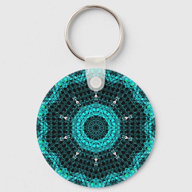 Glaseffekt Mosaik Aquamarine Nyckelring (Framsida)