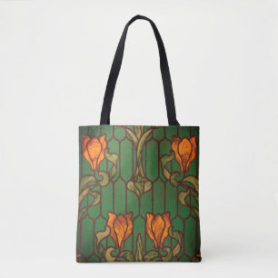 Glaset, blommigt, blommor av art nouveau tygkasse
