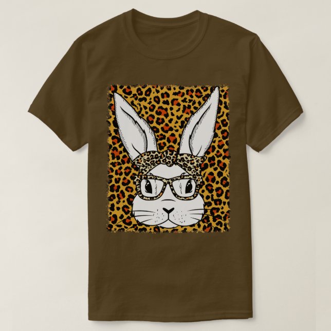 Glaset Leopard Bleached i Cute Bunny Ansikte T Shirt (Design framsida)