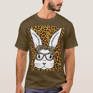 Glaset Leopard Bleached i Cute Bunny Ansikte T Shirt