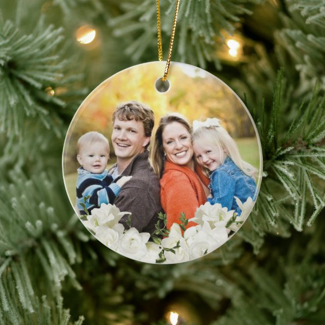 Glaset på fina blommor julgransprydnad keramik (Träd)