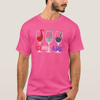 Glaset Red Vin Blue Vin som dricker fyrkant 4:e av T Shirt