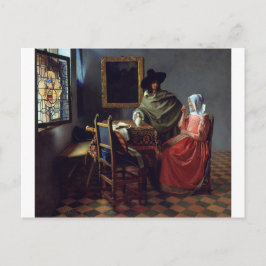 Glaset Vin från Johannes Vermeer Vykort