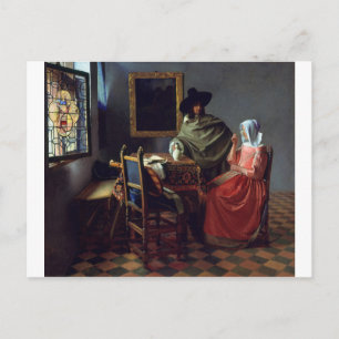 Glaset Vin från Johannes Vermeer Vykort