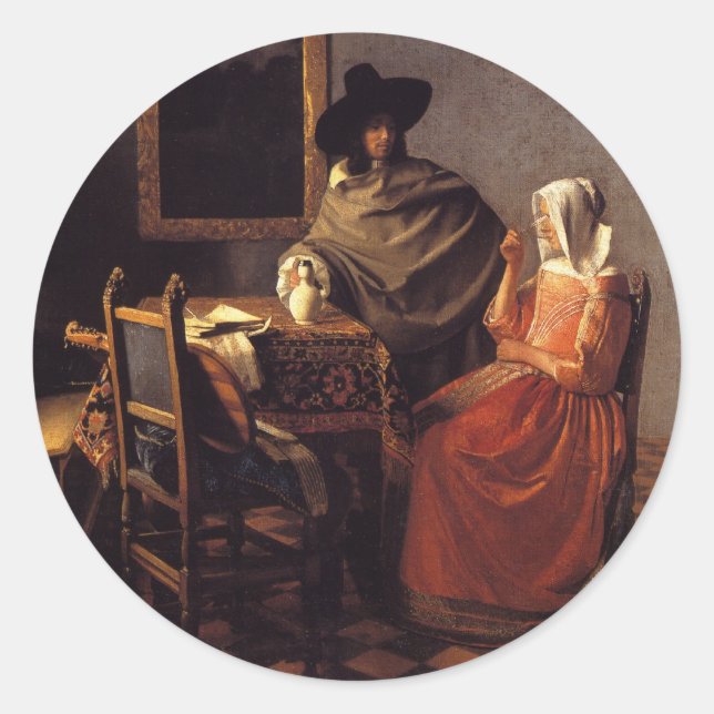 Glaset Vin Runt Klistermärke (Framsida)