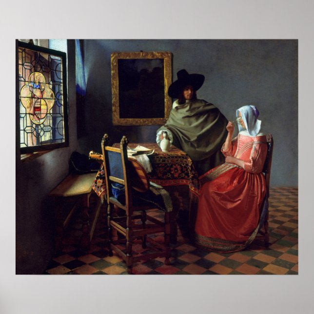 Glaset Vin vid Vermeer - Poster (Framsidan)