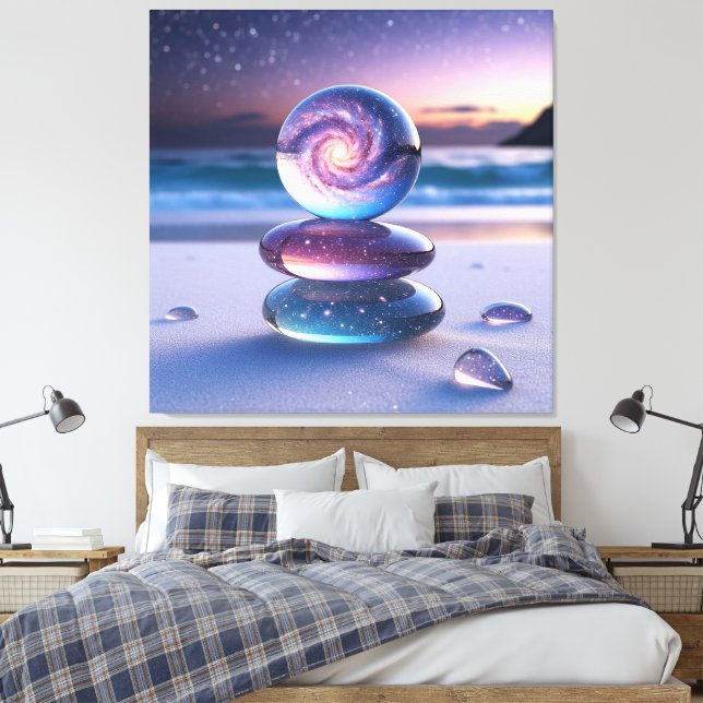 Glasfär och småsten på lugn strand canvastryck (Insitu (sovrum))