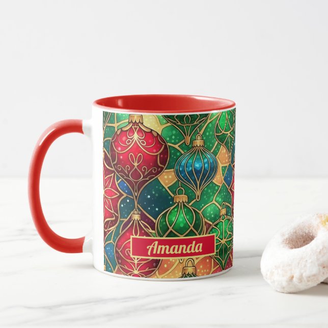 Glasfärgade juldekorationer mugg (Med munk)