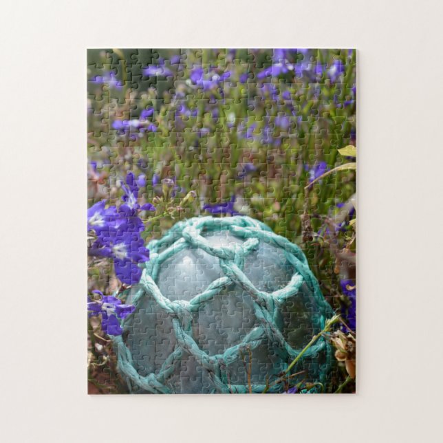 Glasfiskefloat och blommor pussel (Vertikal)
