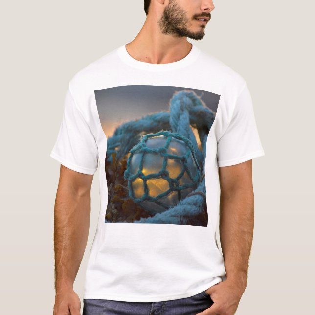 Glasfiskefloat, Solnedgång, Alaska Tee Shirt (Framsida)