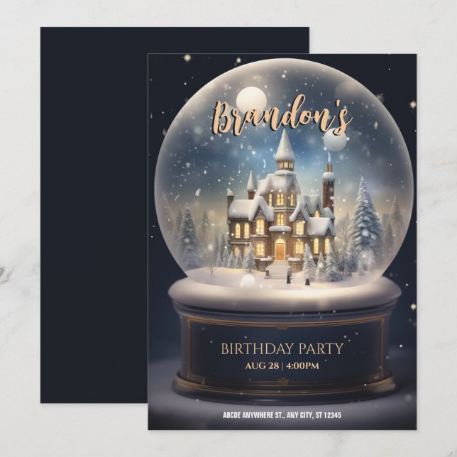 Glasfödelsedag i Winter wonderland boll Inbjudningar (Fram/baksida)