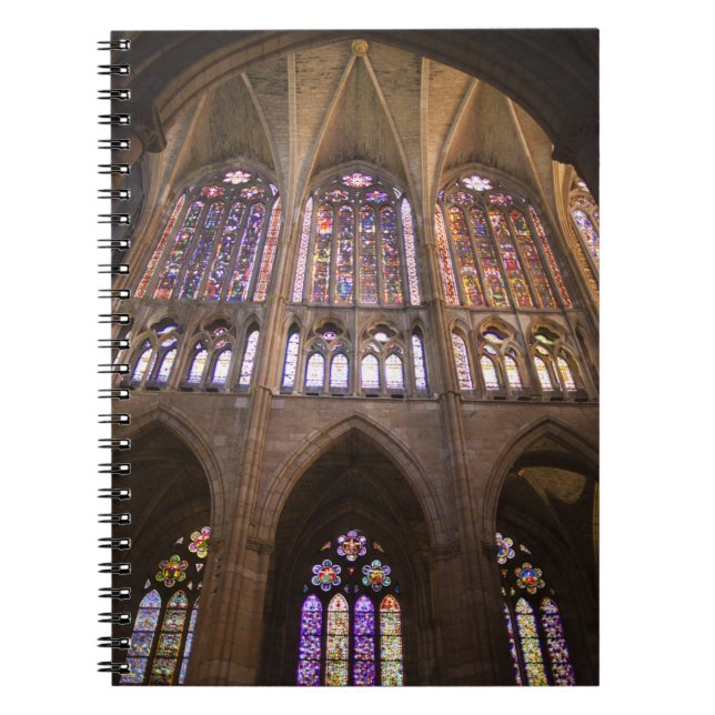 Glasfönster av nedfläckad Catedral de Leon, insida Anteckningsbok (Framsidan)